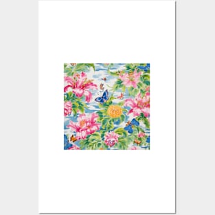 Butterflies and tiger lilies garden Posters and Art